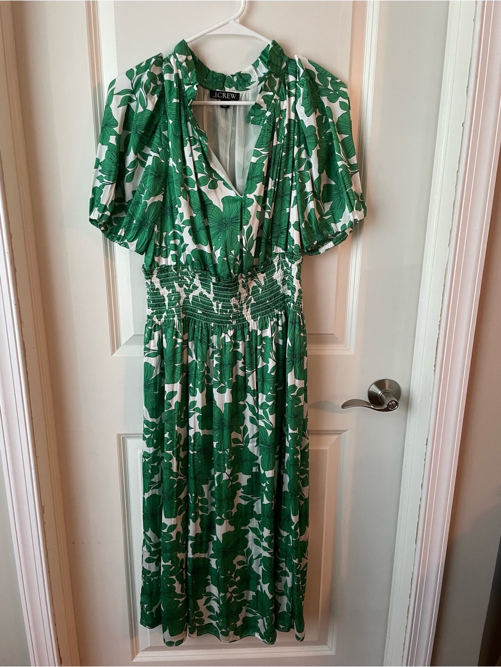 J. Crew Green and White Floral Maxi Dress